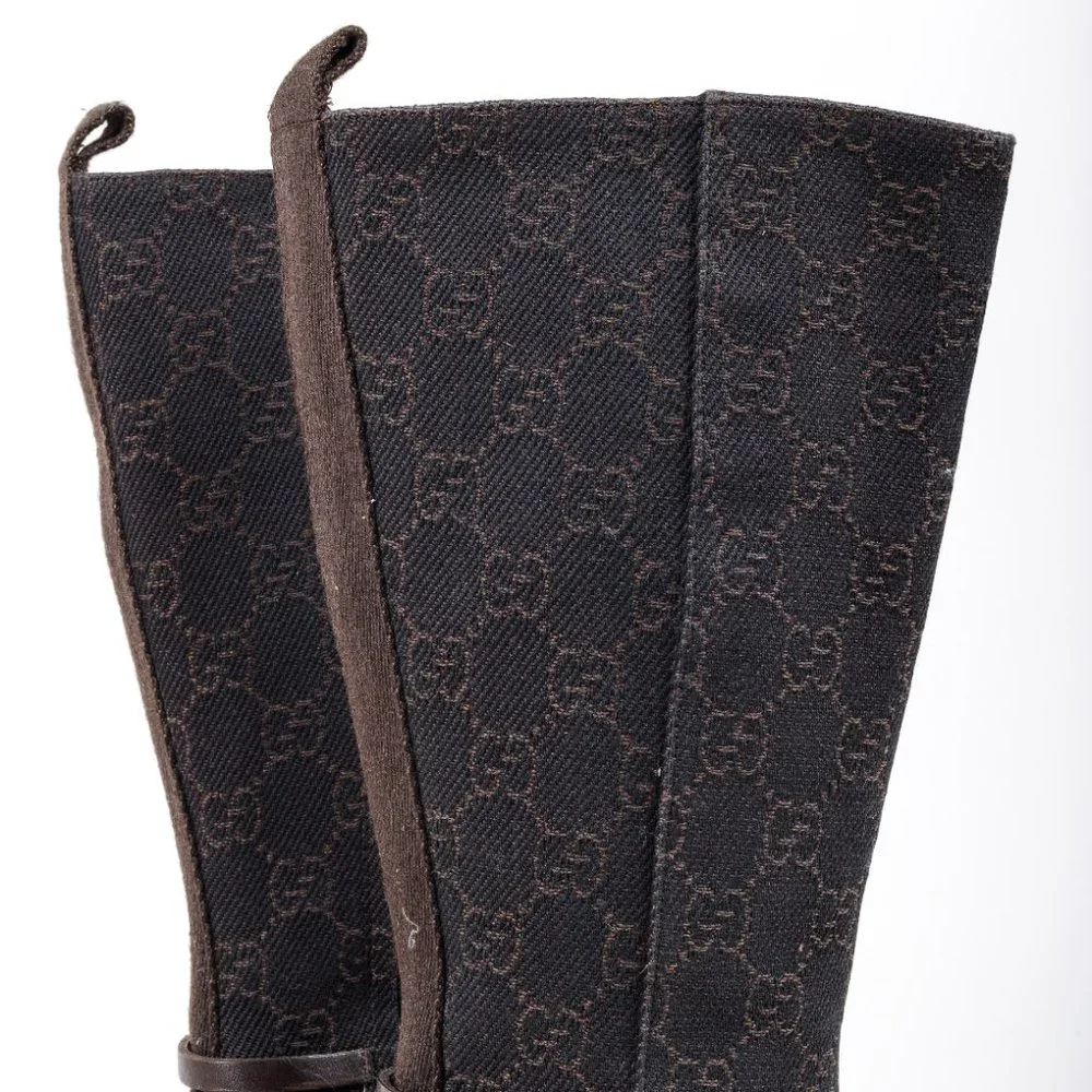 *SOLD* Gucci GG Monogram Canvas Espresso Brown Boots - Picture 9 of 12